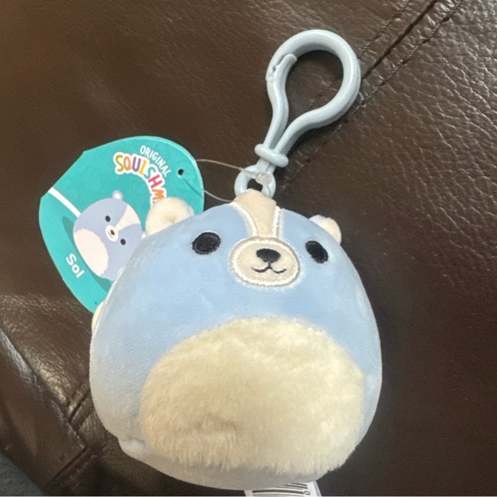 Squishmallows Blue and Cream Squirrel Keychain